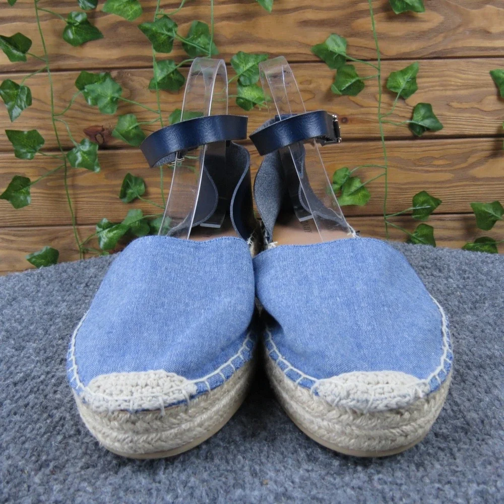 Old Navy Women Denim Blue Espadrille Ankle Strap Sandals Shoes Size 10